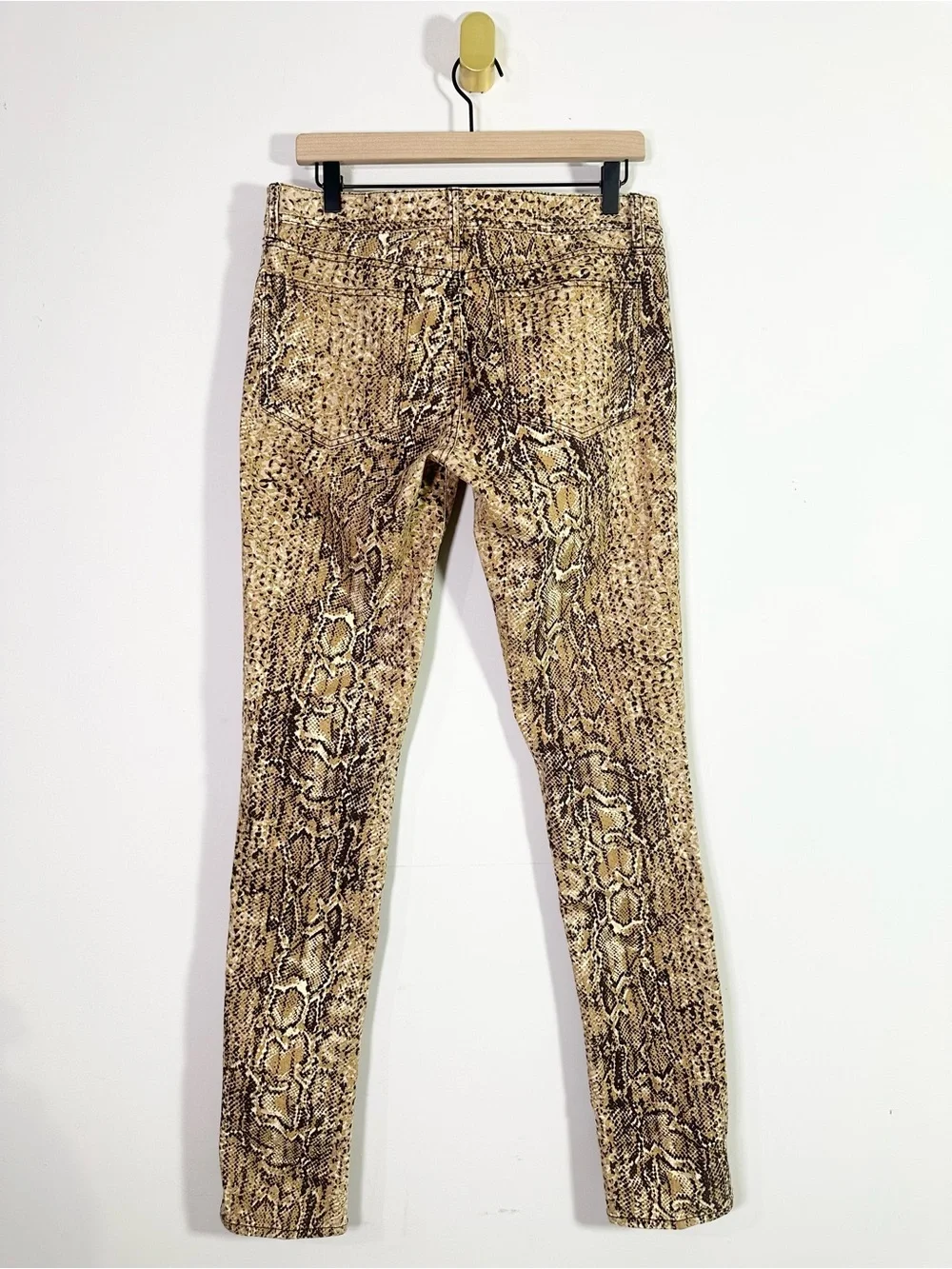 Tory Burch Brown Snakeskin Print Mid Rise Super Skinny Jeans